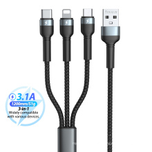 Remax RC-124th 1.2M Usb 3A Fast Wholesale Data Cables Charger Android Phone Connector USB Charging Cable 3 In 1